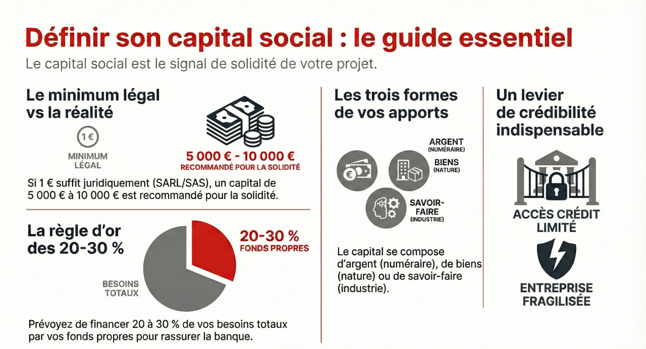 Création entreprise : capital social minimum.