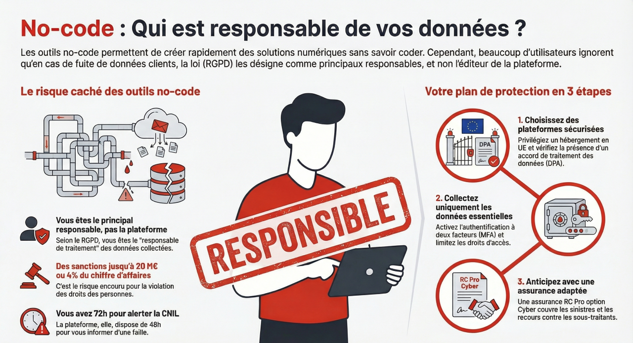 Fuite donnees outil no code et responsabilite.