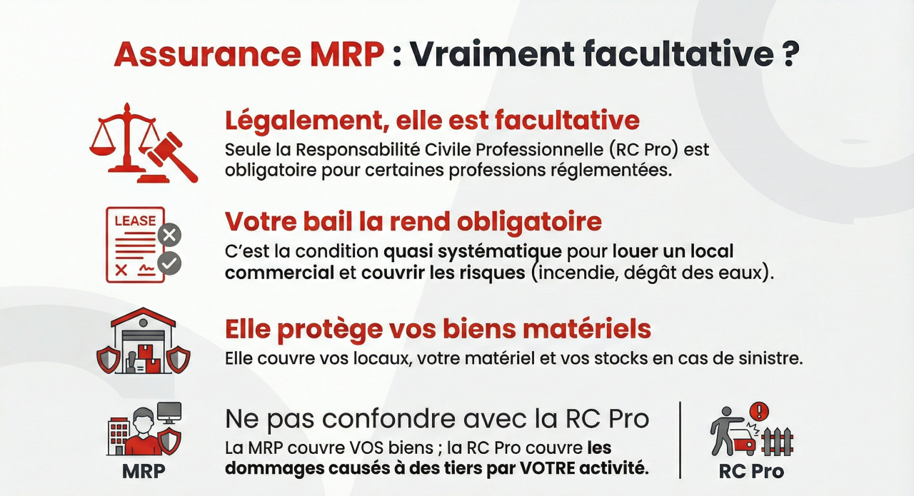Assurance MRP obligatoire.